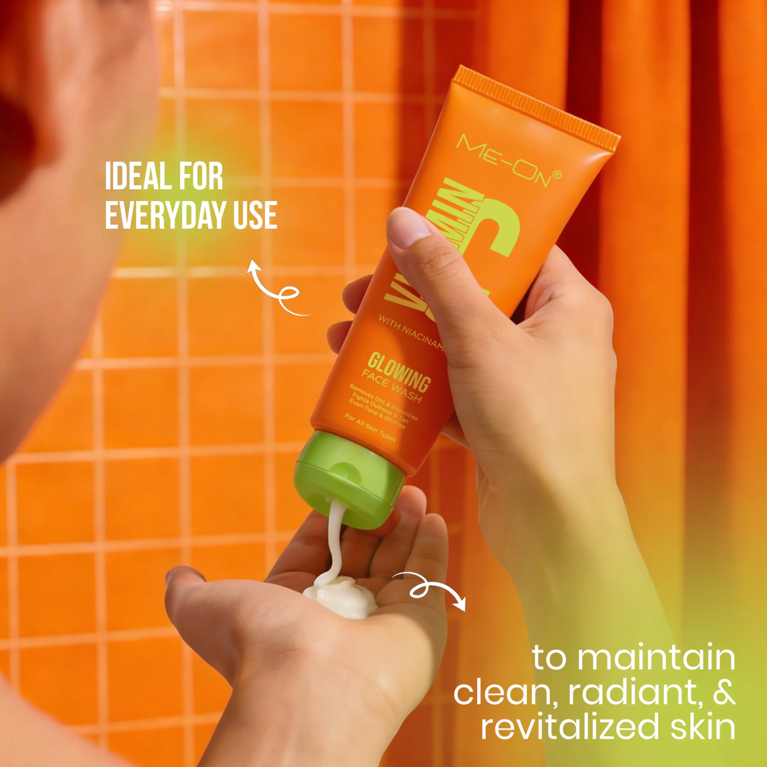 ME-ON Vitamin C & Niacinamide Glowing Face Wash | Brightening & Cleansing Face Wash | Removes Dirt & Impurities | Helps Fight Dullness & Tan | Oil-Free Formula | For All Skin Types
