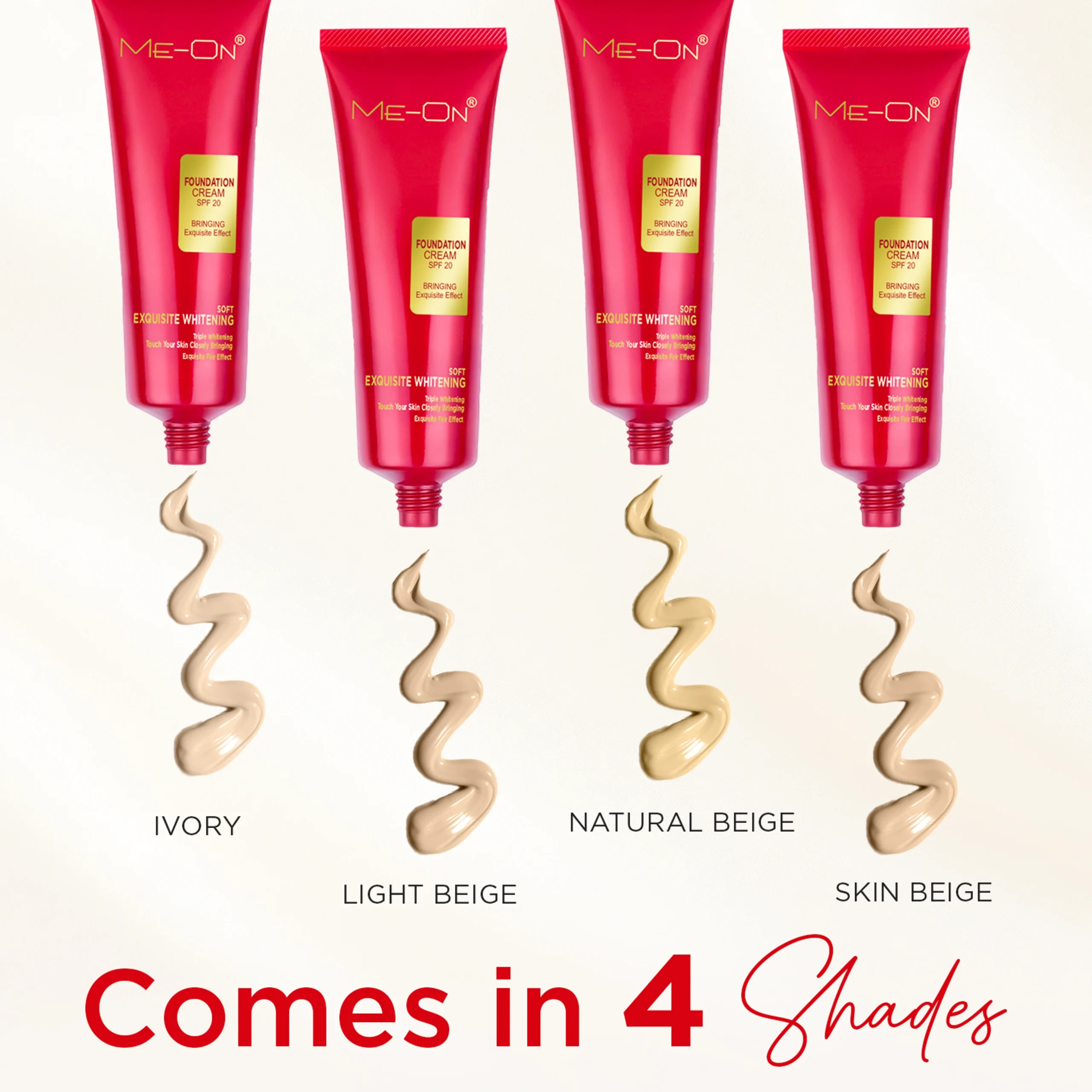 ME-ON Exquisite Whitening Cream Foundation Full Coverage For All Skin Type, Natural Finish. (80gm)