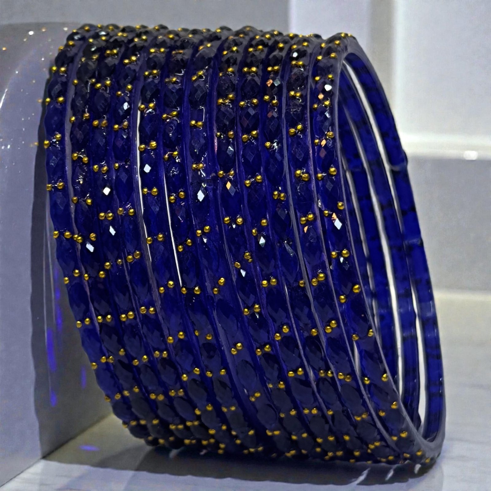 Traditional Glass Bangles with Crystal Work, Decorative Wrist Bracelet for Women, Handcrafted Indian Style Jewelry