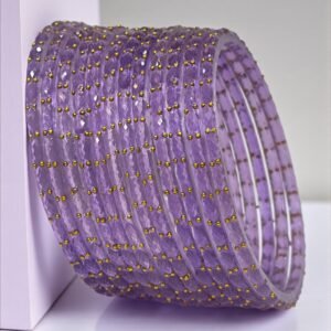 Traditional Glass Bangles with Crystal Work, Decorative Wrist Bracelet for Women, Handcrafted Indian Style Jewelry