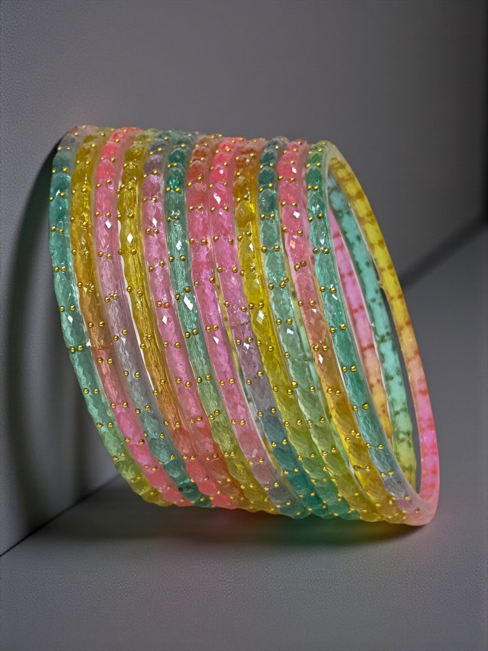 Traditional Glass Bangles with Crystal Work, Decorative Wrist Bracelet for Women, Handcrafted Indian Style Jewelry