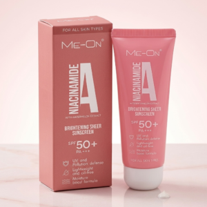 ME-ON Niacinamide A Brightening Sheer Sunscreen SPF 50+ PA+++ with Watermelon Extract | Lightweight, Oil-Free, No White Cast | UV & Pollution Defense | Moisture Boost Formula | All Skin Types
